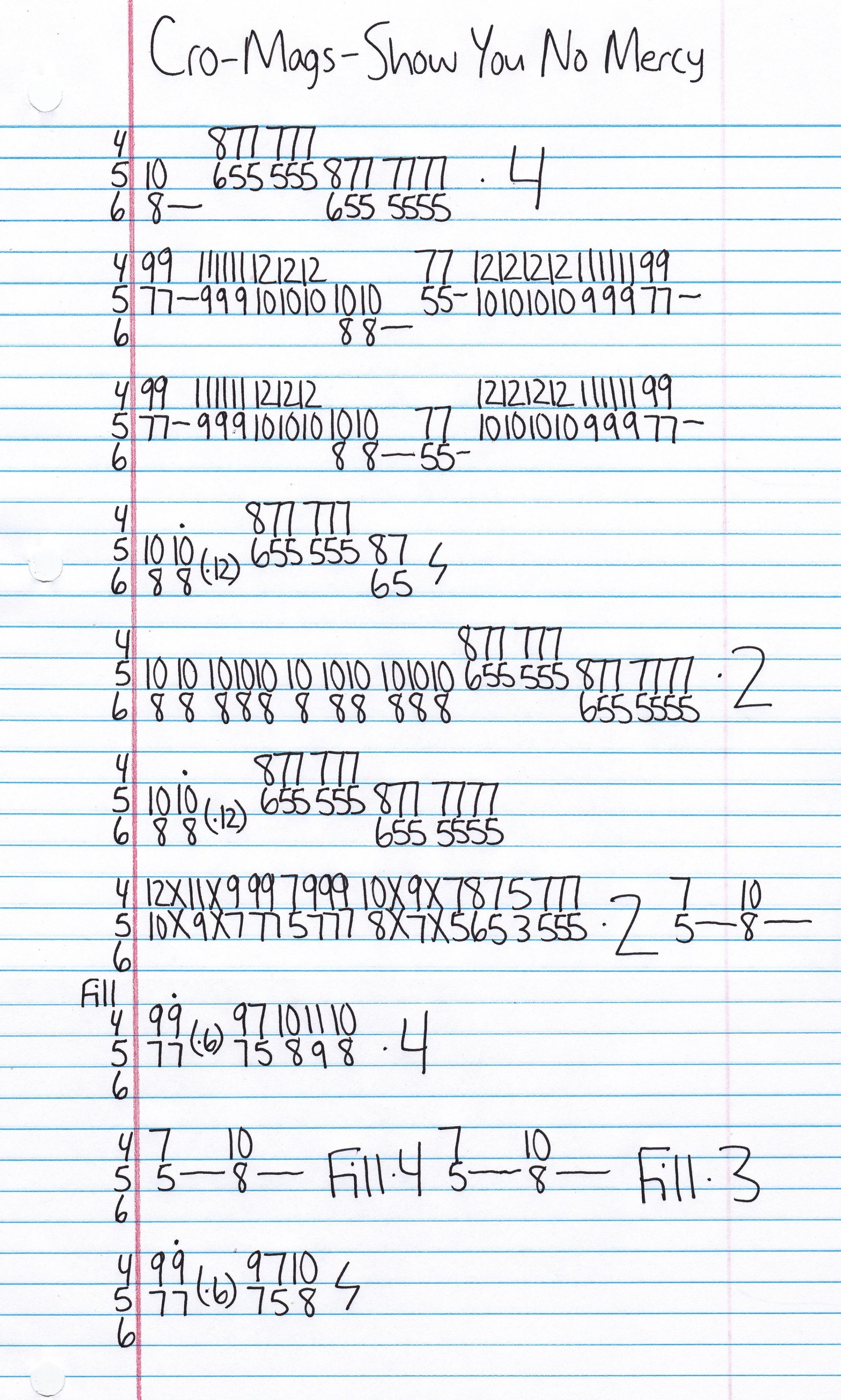 High quality guitar tab for Show You No Mercy by Cro-Mags off of the album Age Of Quarrel. ***Complete and accurate guitar tab!***
